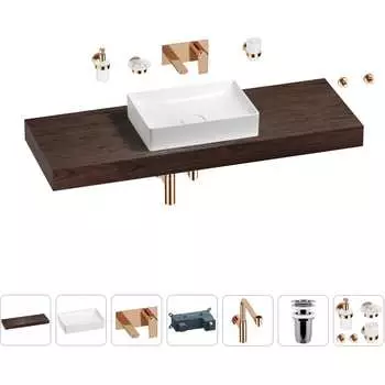 Комплект мебели для ванной комнаты с раковиной Wellsee Genuine Tree 201017624