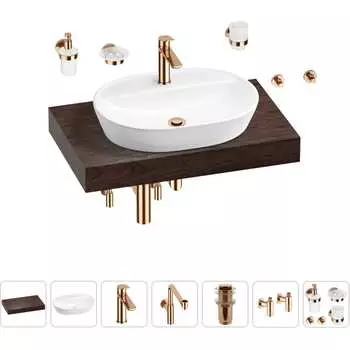 Комплект мебели для ванной комнаты с раковиной Wellsee Genuine Tree 201013804