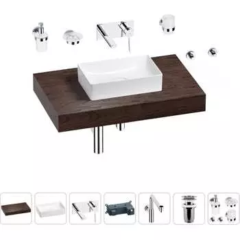 Комплект мебели для ванной комнаты с раковиной Wellsee Genuine Tree 201016886