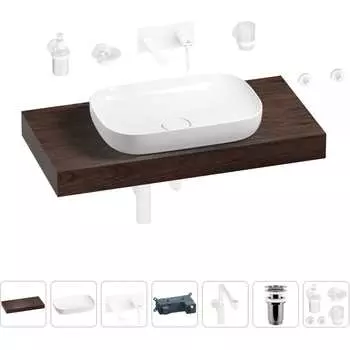 Комплект мебели для ванной комнаты с раковиной Wellsee Genuine Tree 201014210