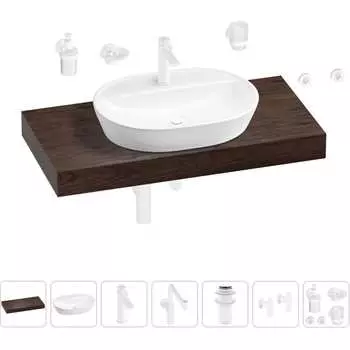 Комплект мебели для ванной комнаты с раковиной Wellsee Genuine Tree 201013870