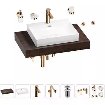 Комплект мебели для ванной комнаты с раковиной Wellsee Genuine Tree 201019564