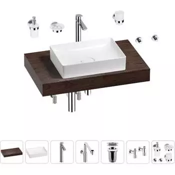 Комплект мебели для ванной комнаты с раковиной Wellsee Genuine Tree 201017251