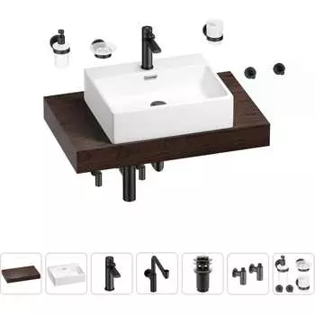 Комплект мебели для ванной комнаты с раковиной Wellsee Genuine Tree 201018547