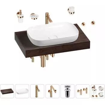 Комплект мебели для ванной комнаты с раковиной Wellsee Genuine Tree 201014079