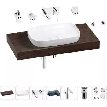 Комплект мебели для ванной комнаты с раковиной Wellsee Genuine Tree 201014206