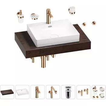 Комплект мебели для ванной комнаты с раковиной Wellsee Genuine Tree 201019569