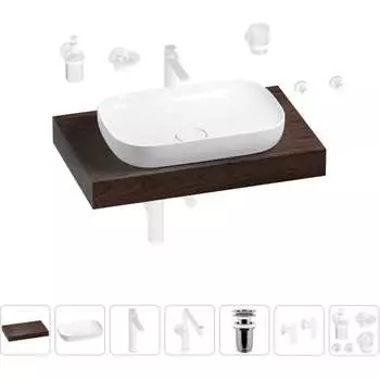 Комплект мебели для ванной комнаты с раковиной Wellsee Genuine Tree 201014080