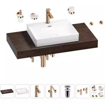 Комплект мебели для ванной комнаты с раковиной Wellsee Genuine Tree 201019624