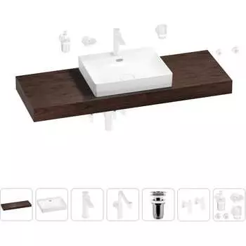 Комплект мебели для ванной комнаты с раковиной Wellsee Genuine Tree 201019750