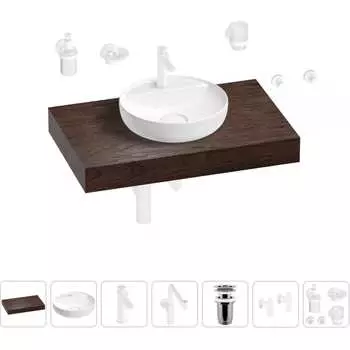 Комплект мебели для ванной комнаты с раковиной Wellsee Genuine Tree 201016630