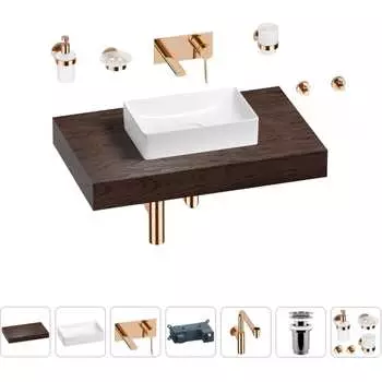 Комплект мебели для ванной комнаты с раковиной Wellsee Genuine Tree 201016889