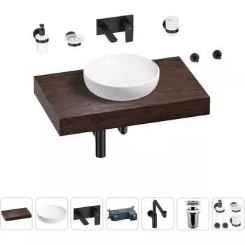 Комплект мебели для ванной комнаты с раковиной Wellsee Genuine Tree 201016182