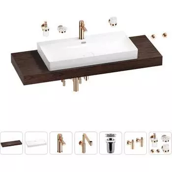 Комплект мебели для ванной комнаты с раковиной Wellsee Genuine Tree 201019869