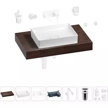 Комплект мебели для ванной комнаты с раковиной Wellsee Genuine Tree 201017270
