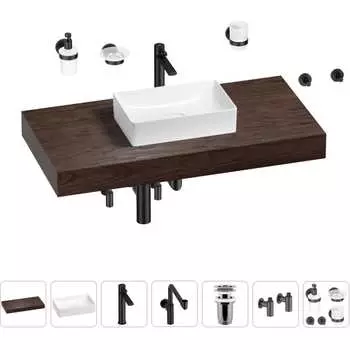 Комплект мебели для ванной комнаты с раковиной Wellsee Genuine Tree 201016967