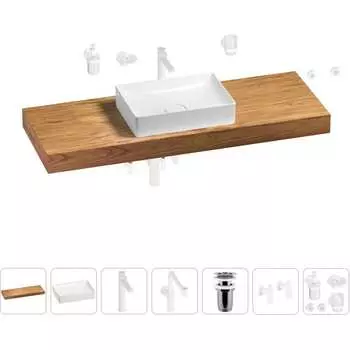 Комплект мебели для ванной комнаты с раковиной Wellsee Genuine Tree 201017600