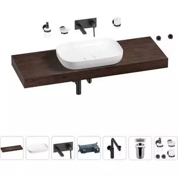 Комплект мебели для ванной комнаты с раковиной Wellsee Genuine Tree 201014447