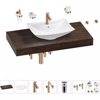 Комплект мебели для ванной комнаты с раковиной Wellsee Genuine Tree 201019024