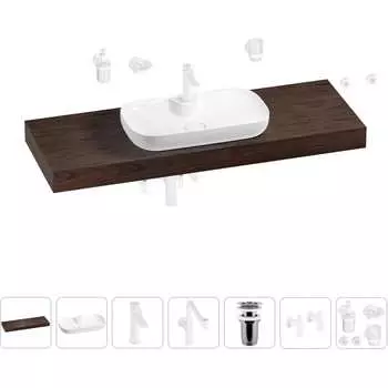 Комплект мебели для ванной комнаты с раковиной Wellsee Genuine Tree 201014950