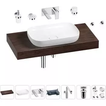 Комплект мебели для ванной комнаты с раковиной Wellsee Genuine Tree 201014201