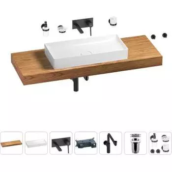 Комплект мебели для ванной комнаты с раковиной Wellsee Genuine Tree 201017967