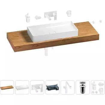 Комплект мебели для ванной комнаты с раковиной Wellsee Genuine Tree 201017965