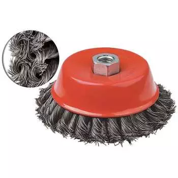 Корщетка-чашка гайка м14 двухрядная стальная витая проволока 75 мм fit 39487