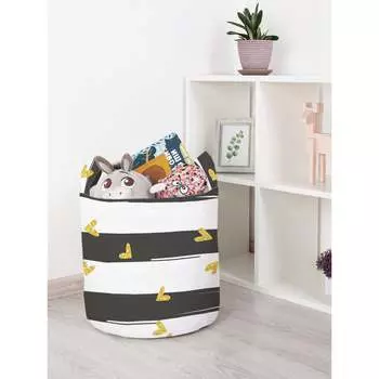 Корзина для игрушек JOYARTY Полоски с сердечками toba_422711_S