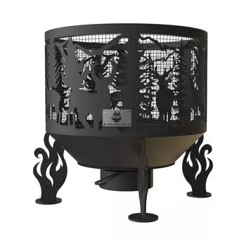 Костровая чаша FIRE-HOUSE олени диаметр 500 мм, с зольником и защитной сварной сеткой Ch6-500олени