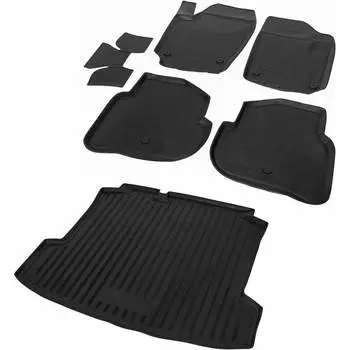 Коврики в салон и в багажник автомобиля для Volkswagen Polo V седан 2010-2020 Rival