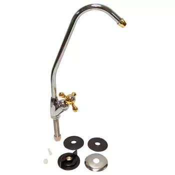 Кран для чистой воды профитт fct-03 латунный, хромированный с золотистыми вставками 3175166