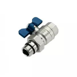 Кран для коллектора tiemme нв, 1", с упором и прокладкой о-ring, синяя бабочка, с разъемным соединением 2120014