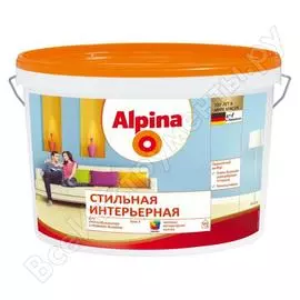 Краска alpina new стильная интерьерная pl3 универсальная для внутренних работ, матовая, база-1 10л 948103081