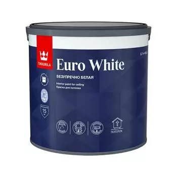 Краска для потолка Tikkurila EURO WHITE безупречный потолок 700009609