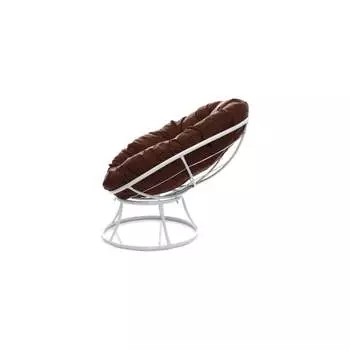 Кресло M-GROUP ПОНЧИК детское, без ротанга белое, коричневая подушка 12310105