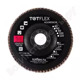 Круг лепестковый торцевой aggressor 1 (125x22 мм; zv; р40) totflex 2114.1.407217