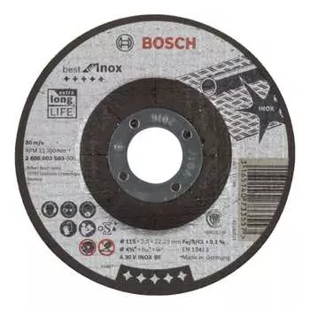 Круг отрезной по нержавеющей стали (115x2.5х22.2 мм) bosch 2608603503
