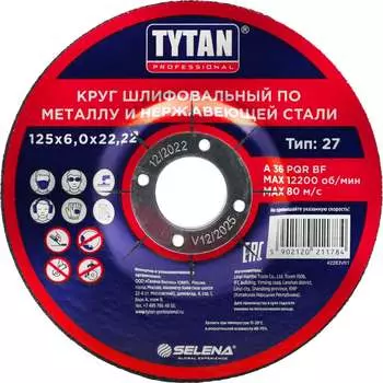 Круг шлифовальный по металлу и нержавеющей стали Tytan Professional 11784 263829
