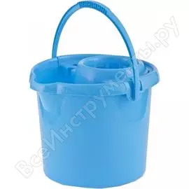 Круглое пластмассовое ведро с отжимом 12л, голубое elfe россия 92964