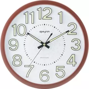 Круглые настенные бесшумные часы Apeyron светящийся циферблат 3d, цвет темное дерево, пластик, диаметр 36.1 см PL2207-713-1