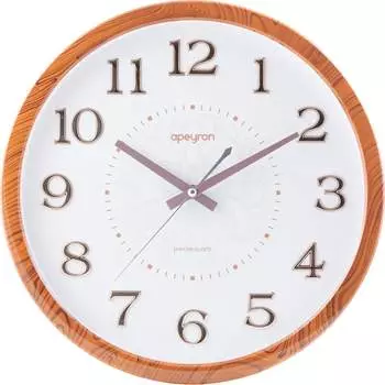 Круглые настенные бесшумные часы Apeyron 3d, цвет светлое дерево, пластик, диаметр 36.1 см PL2207-338-2