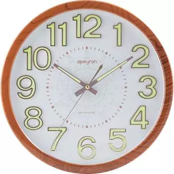 Круглые настенные бесшумные часы Apeyron светящийся циферблат 3d, цвет светлое дерево, пластик, диаметр 36.1 см PL2207-713-3