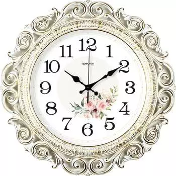 Круглые настенные бесшумные часы Apeyron золотая патина, пластик, диаметр 40.5 см PL2209-263