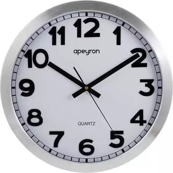 Круглые настенные бесшумные часы Apeyron металл, 40 см с плавным ходом, батарейка 1АА ML220621