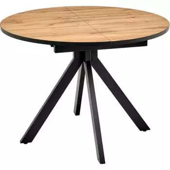 Круглый раскладной стол BRADEX rudolf 100-130x100x75 см, дуб вотан, чёрный RF 0301