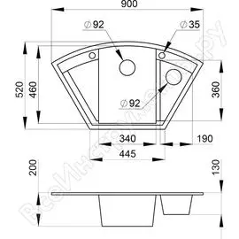 Кухонная мойка granula gr-9001 кварцевая пирит