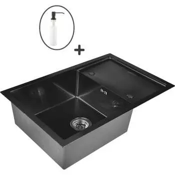 Кухонная мойка WISENT ws37850b-x с pvd покрытием (78x50 см) с дозатором WS37850B-X/W405B/WGER010