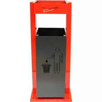 Квадратная металлическая уличная урна-пепельница ПРОФМЕТСТИЛЬ 1074