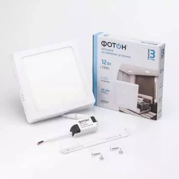 Квадратный светодиодный накладной светильник ФОТОН CLO-12W4200K-S 24733